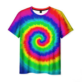 Мужская футболка 3D с принтом Tie dye в Кировске, 100% полиэфир | прямой крой, круглый вырез горловины, длина до линии бедер | tie dye