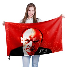 Флаг 3D с принтом Ленин в Кировске, 100% полиэстер | плотность ткани — 95 г/м2, размер — 67 х 109 см. Принт наносится с одной стороны | lenin | ильич | ленин | ретро | ссср | товарищ