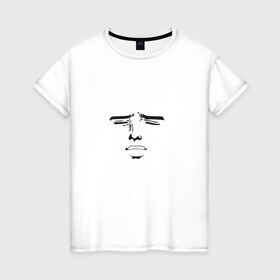 Женская футболка хлопок с принтом Аниме лицо в Кировске, 100% хлопок | прямой крой, круглый вырез горловины, длина до линии бедер, слегка спущенное плечо | 
