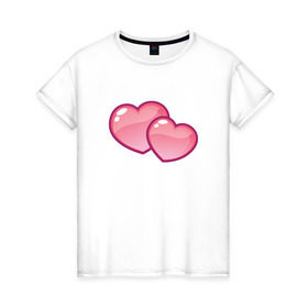 Женская футболка хлопок с принтом Два сердца в Кировске, 100% хлопок | прямой крой, круглый вырез горловины, длина до линии бедер, слегка спущенное плечо | 