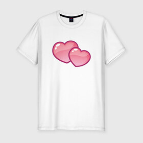 Мужская футболка премиум с принтом Два сердца в Кировске, 92% хлопок, 8% лайкра | приталенный силуэт, круглый вырез ворота, длина до линии бедра, короткий рукав | 