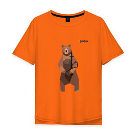 Мужская футболка хлопок Oversize с принтом Медведь Plan B №2 (чёрный) в Кировске, 100% хлопок | свободный крой, круглый ворот, “спинка” длиннее передней части | Тематика изображения на принте: planb | кальян | медведь | на макете изображен бурый медведь с кальяном | планб