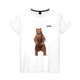 Женская футболка хлопок с принтом Медведь Plan B №2 (чёрный) в Кировске, 100% хлопок | прямой крой, круглый вырез горловины, длина до линии бедер, слегка спущенное плечо | planb | кальян | медведь | на макете изображен бурый медведь с кальяном | планб