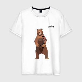 Мужская футболка хлопок с принтом Медведь Plan B №2 (чёрный) в Кировске, 100% хлопок | прямой крой, круглый вырез горловины, длина до линии бедер, слегка спущенное плечо. | planb | кальян | медведь | на макете изображен бурый медведь с кальяном | планб