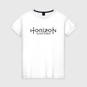 Женская футболка хлопок с принтом Horizon Zero Dawn в Кировске, 100% хлопок | прямой крой, круглый вырез горловины, длина до линии бедер, слегка спущенное плечо | Тематика изображения на принте: 