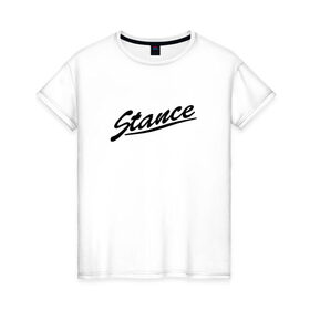 Женская футболка хлопок с принтом Stance в Кировске, 100% хлопок | прямой крой, круглый вырез горловины, длина до линии бедер, слегка спущенное плечо | 