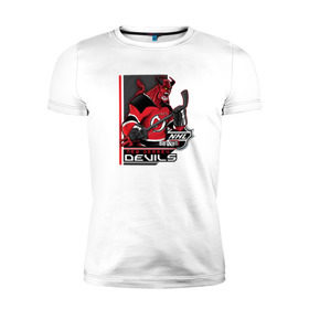 Мужская футболка премиум с принтом New Jersey Devils в Кировске, 92% хлопок, 8% лайкра | приталенный силуэт, круглый вырез ворота, длина до линии бедра, короткий рукав | Тематика изображения на принте: new jersey devils | nhl | спорт | хоккей