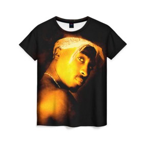 Женская футболка 3D с принтом 2pac в Кировске, 100% полиэфир ( синтетическое хлопкоподобное полотно) | прямой крой, круглый вырез горловины, длина до линии бедер | хип хоп