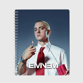Тетрадь с принтом Eminem в Кировске, 100% бумага | 48 листов, плотность листов — 60 г/м2, плотность картонной обложки — 250 г/м2. Листы скреплены сбоку удобной пружинной спиралью. Уголки страниц и обложки скругленные. Цвет линий — светло-серый
 | eminem | music | rap | музыка | реп | эминем