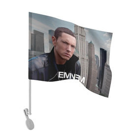 Флаг для автомобиля с принтом Eminem в Кировске, 100% полиэстер | Размер: 30*21 см | eminem | music | rap | музыка | реп | эминем