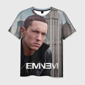 Мужская футболка 3D с принтом Eminem в Кировске, 100% полиэфир | прямой крой, круглый вырез горловины, длина до линии бедер | eminem | music | rap | музыка | реп | эминем