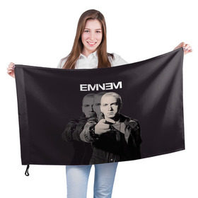 Флаг 3D с принтом Eminem в Кировске, 100% полиэстер | плотность ткани — 95 г/м2, размер — 67 х 109 см. Принт наносится с одной стороны | eminem | music | rap | музыка | реп | эминем