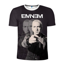 Мужская футболка 3D спортивная с принтом Eminem в Кировске, 100% полиэстер с улучшенными характеристиками | приталенный силуэт, круглая горловина, широкие плечи, сужается к линии бедра | eminem | music | rap | музыка | реп | эминем