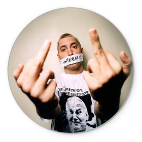 Коврик круглый с принтом Eminem в Кировске, резина и полиэстер | круглая форма, изображение наносится на всю лицевую часть | eminem | music | rap | музыка | реп | эминем