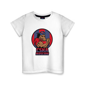 Детская футболка хлопок с принтом ЦСКА Москва в Кировске, 100% хлопок | круглый вырез горловины, полуприлегающий силуэт, длина до линии бедер | 