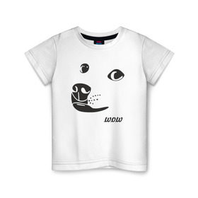 Детская футболка хлопок с принтом doge wow в Кировске, 100% хлопок | круглый вырез горловины, полуприлегающий силуэт, длина до линии бедер | doge wow собака воу вау дог