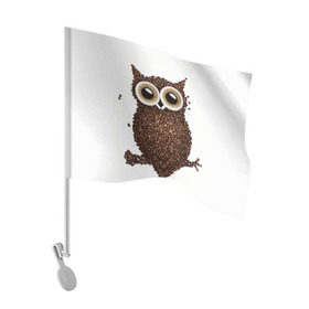 Флаг для автомобиля с принтом Сова из кофе в Кировске, 100% полиэстер | Размер: 30*21 см | 
