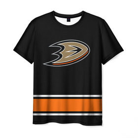 Мужская футболка 3D с принтом Anaheim Ducks Selanne в Кировске, 100% полиэфир | прямой крой, круглый вырез горловины, длина до линии бедер | anaheim ducks selanne | nhl | спорт | хоккей