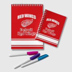 Блокнот с принтом Detroit red wings в Кировске, 100% бумага | 48 листов, плотность листов — 60 г/м2, плотность картонной обложки — 250 г/м2. Листы скреплены удобной пружинной спиралью. Цвет линий — светло-серый
 | Тематика изображения на принте: detroit red wings | nhl | спорт | хоккей
