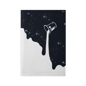 Обложка для паспорта матовая кожа с принтом Черно-белый в Кировске, натуральная матовая кожа | размер 19,3 х 13,7 см; прозрачные пластиковые крепления | брызги | ведро | космос | краска | черно белый