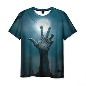 Мужская футболка 3D с принтом Рука в Кировске, 100% полиэфир | прямой крой, круглый вырез горловины, длина до линии бедер | Тематика изображения на принте: зомби