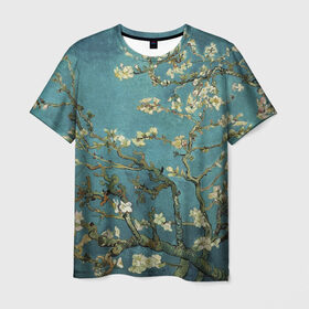 Мужская футболка 3D с принтом Цветущая ветка миндаля в Кировске, 100% полиэфир | прямой крой, круглый вырез горловины, длина до линии бедер | вишня | цветы