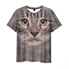 Мужская футболка 3D с принтом Котик в Кировске, 100% полиэфир | прямой крой, круглый вырез горловины, длина до линии бедер | животное | киса | кот | котик | кошка