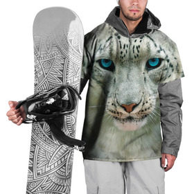 Накидка на куртку 3D с принтом Снежный барс в Кировске, 100% полиэстер |  | барс | животные | кошка | снежный барс