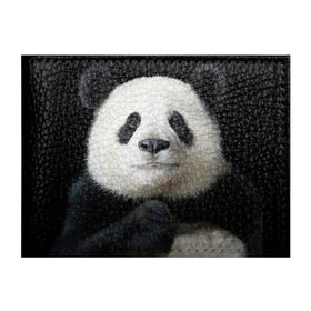 Обложка для студенческого билета с принтом Панда в Кировске, натуральная кожа | Размер: 11*8 см; Печать на всей внешней стороне | панда