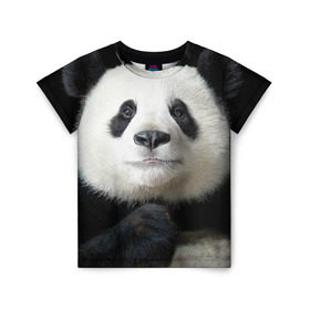Детская футболка 3D с принтом Панда в Кировске, 100% гипоаллергенный полиэфир | прямой крой, круглый вырез горловины, длина до линии бедер, чуть спущенное плечо, ткань немного тянется | панда