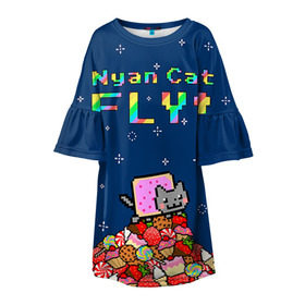 Детское платье 3D с принтом Интернет Мем 1 в Кировске, 100% полиэстер | прямой силуэт, чуть расширенный к низу. Круглая горловина, на рукавах — воланы | 