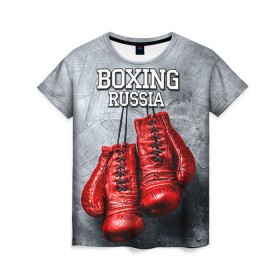 Женская футболка 3D с принтом Boxing в Кировске, 100% полиэфир ( синтетическое хлопкоподобное полотно) | прямой крой, круглый вырез горловины, длина до линии бедер | boxing | boxing russia | бокс | боксер | перчатки