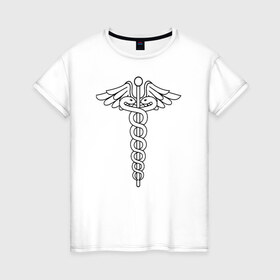 Женская футболка хлопок с принтом Эмблема в Кировске, 100% хлопок | прямой крой, круглый вырез горловины, длина до линии бедер, слегка спущенное плечо | doctor | medic | medicine | врач | доктор | медицина