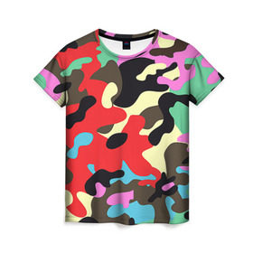 Женская футболка 3D с принтом Камуфляж в Кировске, 100% полиэфир ( синтетическое хлопкоподобное полотно) | прямой крой, круглый вырез горловины, длина до линии бедер | army | military | армия | камуфляж