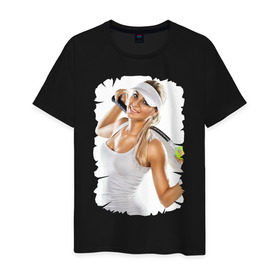 Мужская футболка хлопок с принтом Теннис в Кировске, 100% хлопок | прямой крой, круглый вырез горловины, длина до линии бедер, слегка спущенное плечо. | Тематика изображения на принте: 