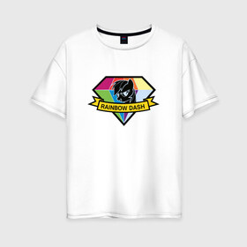 Женская футболка хлопок Oversize с принтом Rainbow Dash в Кировске, 100% хлопок | свободный крой, круглый ворот, спущенный рукав, длина до линии бедер
 | my little pony | rainbow dash | красивая картинка с rainbow dash.радуга | пони