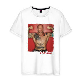 Мужская футболка хлопок с принтом Джефф Монсон в Кировске, 100% хлопок | прямой крой, круглый вырез горловины, длина до линии бедер, слегка спущенное плечо. | Тематика изображения на принте: ufc