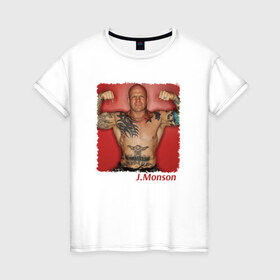 Женская футболка хлопок с принтом Джефф Монсон в Кировске, 100% хлопок | прямой крой, круглый вырез горловины, длина до линии бедер, слегка спущенное плечо | ufc
