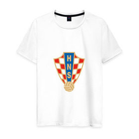 Мужская футболка хлопок с принтом Сборная Хорватии в Кировске, 100% хлопок | прямой крой, круглый вырез горловины, длина до линии бедер, слегка спущенное плечо. | сборная хорватиихорватия | футбол