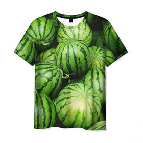 Мужская футболка 3D с принтом Арбузы в Кировске, 100% полиэфир | прямой крой, круглый вырез горловины, длина до линии бедер | арбуз | еда | фрукт | ягода