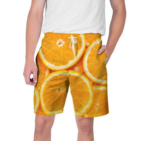 Мужские шорты 3D с принтом Апельсин в Кировске,  полиэстер 100% | прямой крой, два кармана без застежек по бокам. Мягкая трикотажная резинка на поясе, внутри которой широкие завязки. Длина чуть выше колен | апельсин | еда | лимон | фрукт