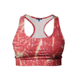 Женский спортивный топ 3D с принтом Мясо в Кировске, 82% полиэстер, 18% спандекс Ткань безопасна для здоровья, позволяет коже дышать, не мнется и не растягивается |  | бекон | еда | мясо