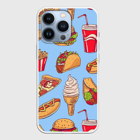 Чехол для iPhone 13 Pro с принтом Еда в Кировске,  |  | гамбургер | еда | пицца | фастфуд | фри