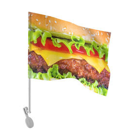 Флаг для автомобиля с принтом Гамбургер в Кировске, 100% полиэстер | Размер: 30*21 см | бутерброд | гамбургер | еда | фастфуд | чизбургер