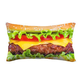 Подушка 3D антистресс с принтом Гамбургер в Кировске, наволочка — 100% полиэстер, наполнитель — вспененный полистирол | состоит из подушки и наволочки на молнии | бутерброд | гамбургер | еда | фастфуд | чизбургер