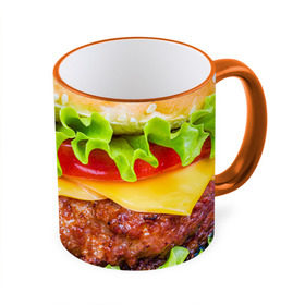 Кружка 3D с принтом Гамбургер в Кировске, керамика | ёмкость 330 мл | бутерброд | гамбургер | еда | фастфуд | чизбургер