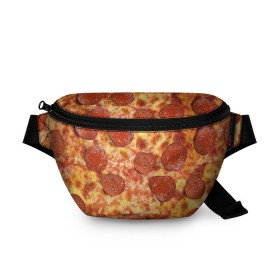 Поясная сумка 3D с принтом Пицца в Кировске, 100% полиэстер | плотная ткань, ремень с регулируемой длиной, внутри несколько карманов для мелочей, основное отделение и карман с обратной стороны сумки застегиваются на молнию | pizza | еда | пицца | фастфуд