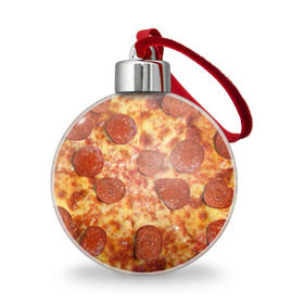 Ёлочный шар с принтом Пицца в Кировске, Пластик | Диаметр: 77 мм | Тематика изображения на принте: pizza | еда | пицца | фастфуд