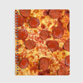 Тетрадь с принтом Пицца в Кировске, 100% бумага | 48 листов, плотность листов — 60 г/м2, плотность картонной обложки — 250 г/м2. Листы скреплены сбоку удобной пружинной спиралью. Уголки страниц и обложки скругленные. Цвет линий — светло-серый
 | pizza | еда | пицца | фастфуд