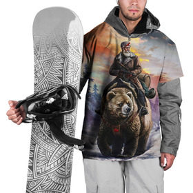 Накидка на куртку 3D с принтом Медведь в Кировске, 100% полиэстер |  | лес | медведь | мишка | патриот | россия | я русский